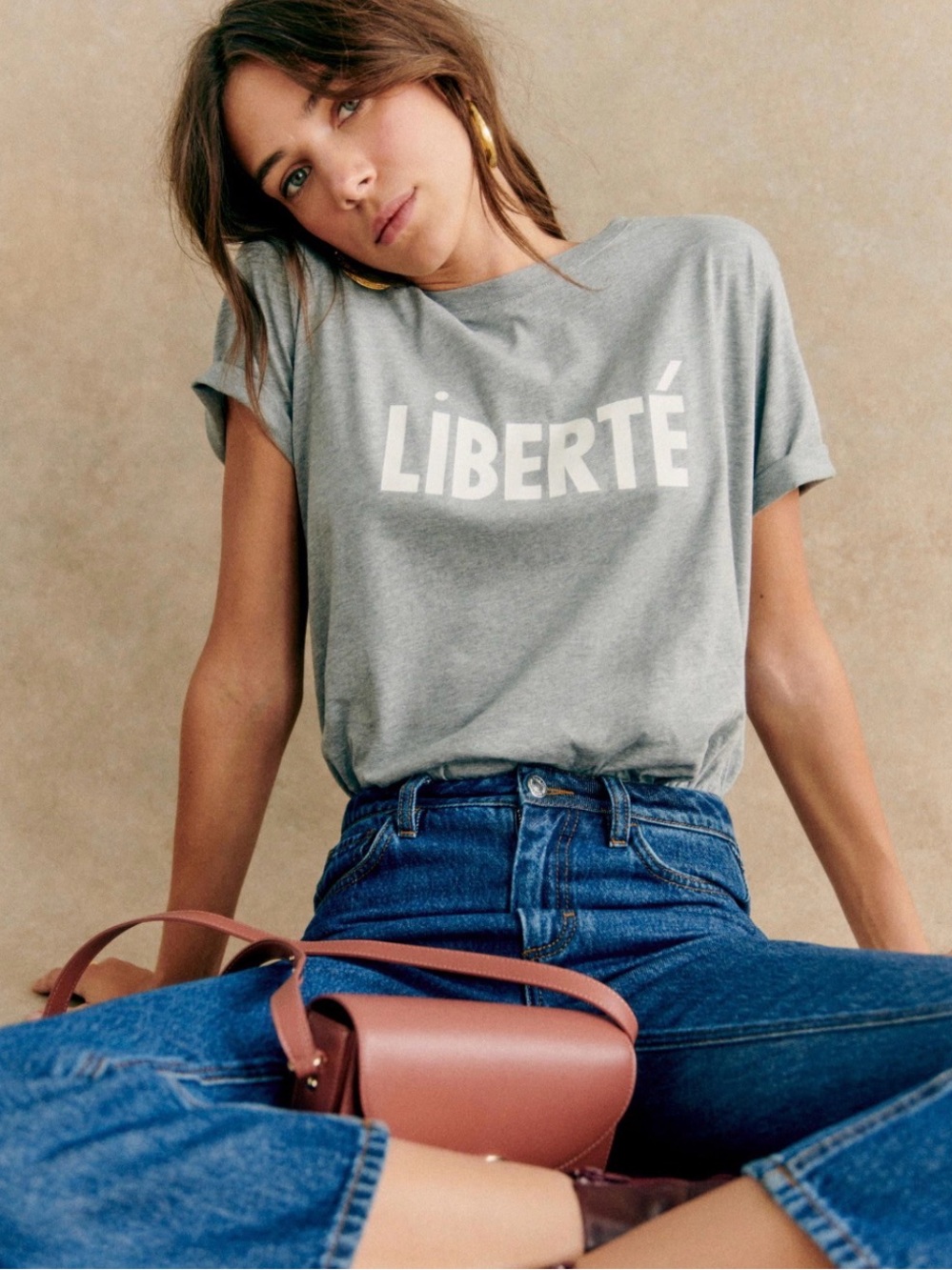 Sezane LIBERTÉ gray t shirt - size XS